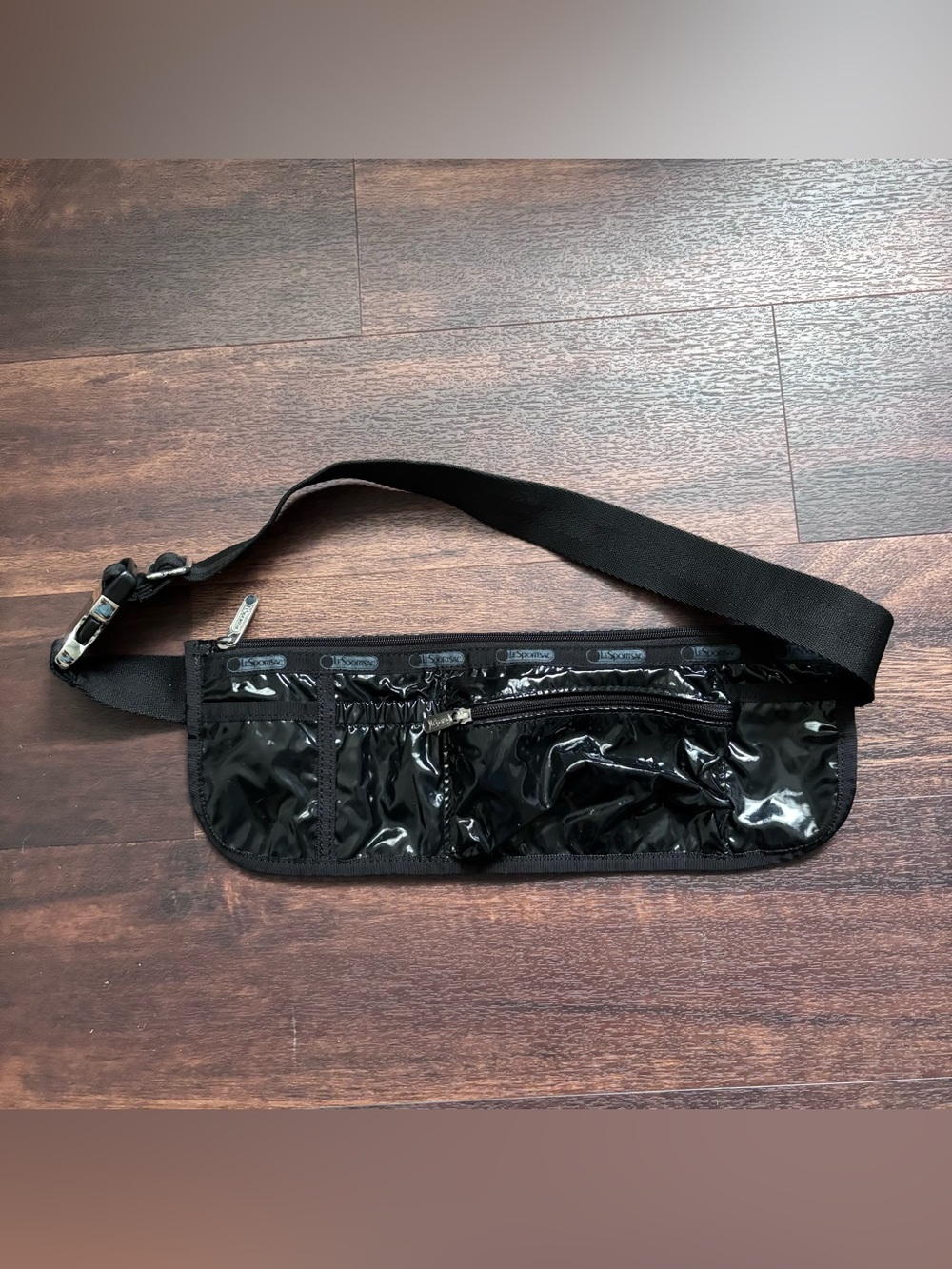 LeSportsac Black Patent Belt Bag